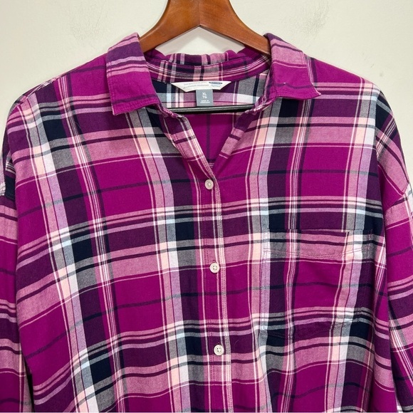 Old Navy The Boyfriend Plaid Button Down Shirt 100% Cotton Size XL - Picture 6 of 9